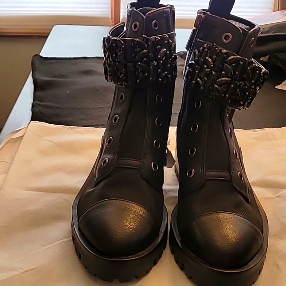 Karl Lagerfeld brand new leather& mesh boots with crystals size 6 from off Saks